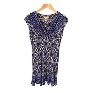 Kate Hill Navy Purple Sleeveless Paisley Print Dress Size 4P